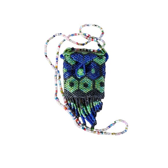 handcrafted multibeaded mini boho bag necklace - Picture 7 of 11